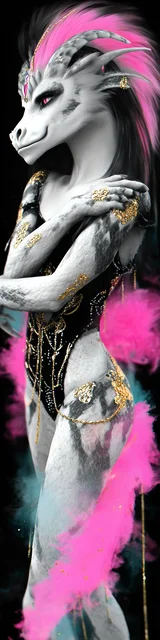 Free dragon bookmark featuring a dragon with a feather boa